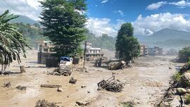 area affected by flash floods in Nuwakot District, Nepal